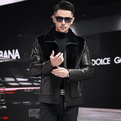 整貂皮毛一体皮衣山羊皮羽绒服