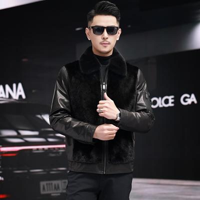 貂皮外套男整貂皮草翻领短款