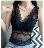 女带胸垫背心打底上衣宽肩蕾丝美背吊带免穿文胸内衣一体性感百搭