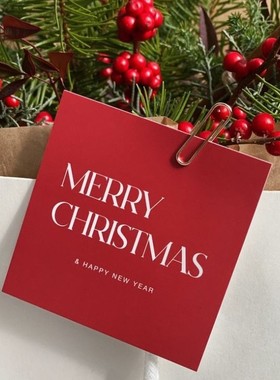 ins红色圣诞节礼物包装卡片明信片礼品鲜花束装饰用拍照道具贺卡