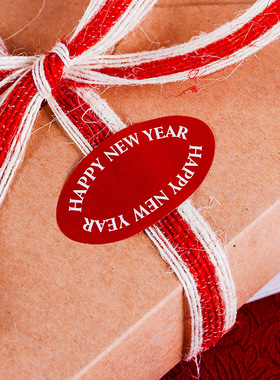80贴2026年新年贴纸happy new year红色装饰粘纸 diy礼物封口贴