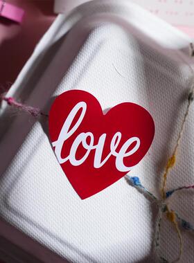 60贴烘焙贴纸红色love爱心情人节礼物包装封口贴纸 diy鲜花装饰贴