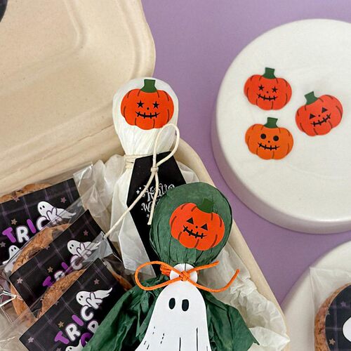 Halloween南瓜头异形贴纸万圣节礼品袋封口贴 搞怪南瓜包装不干胶