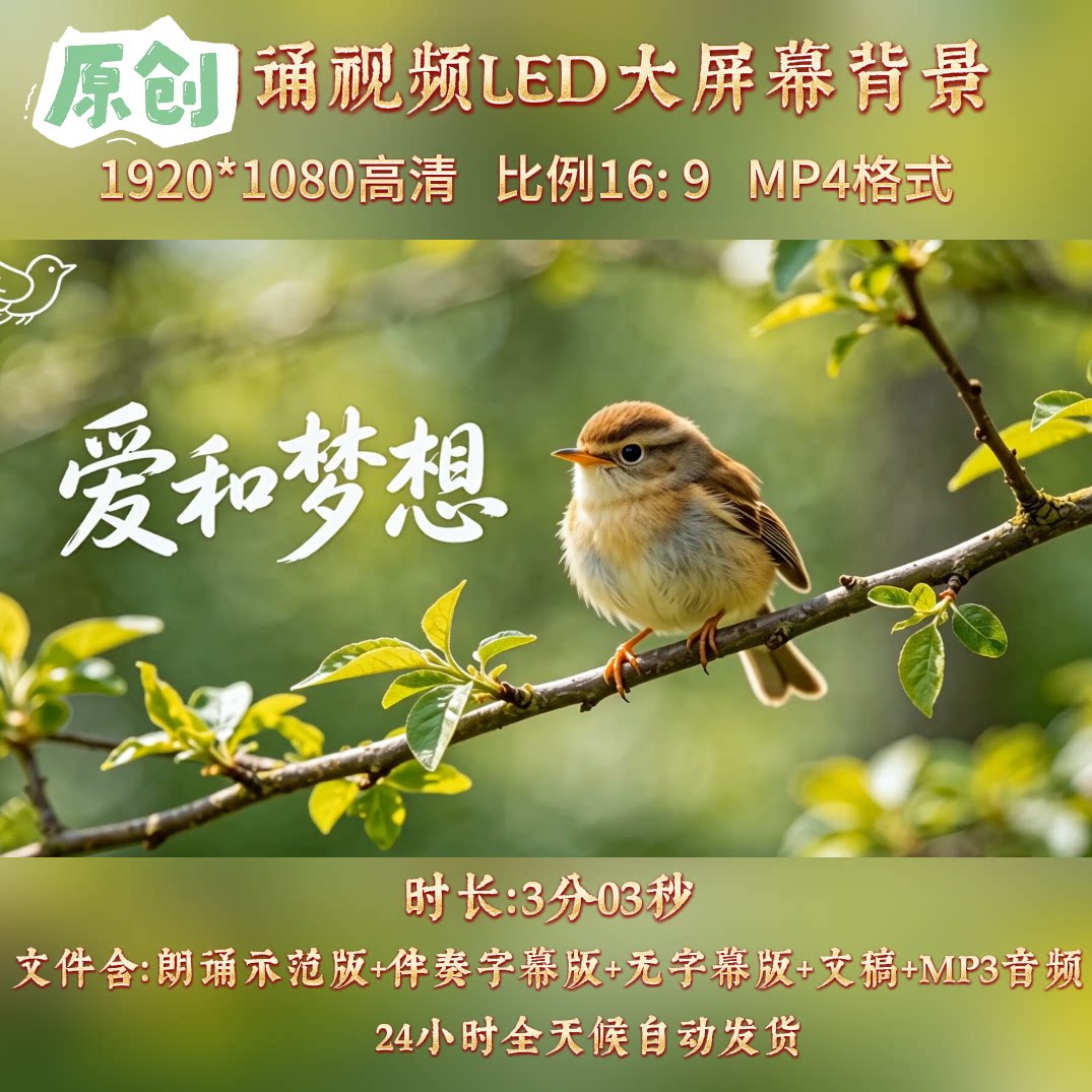 原创视频--〈爱和梦想〉经典亲子朗诵读伴奏配乐背景视频素材