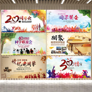 老同学会签名墙背景布置战友20年30年聚会签到写真海报幕布装饰