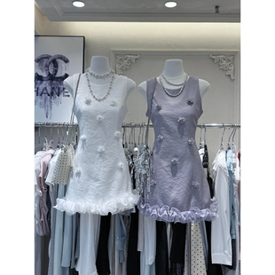 特价  【MEI ZI 美姿】法式miu系重工立体花感无袖连衣裙  66058#