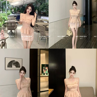 蕾丝梦境法式 MEI 美姿 半身裙两件套 纯欲风蕾丝拼接上衣小衫