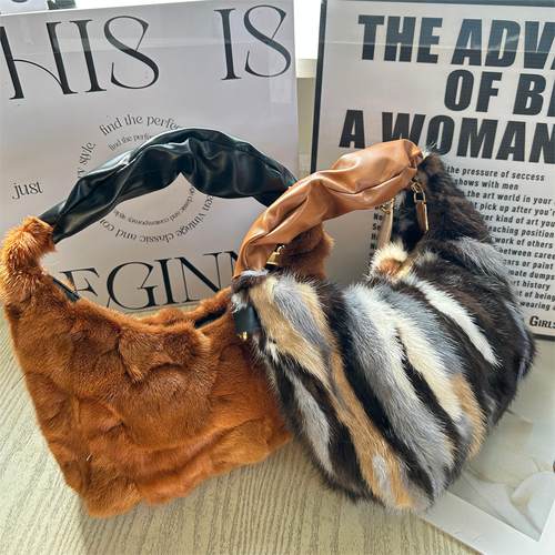 水貂毛腋下包单肩手提斜挎高级感
