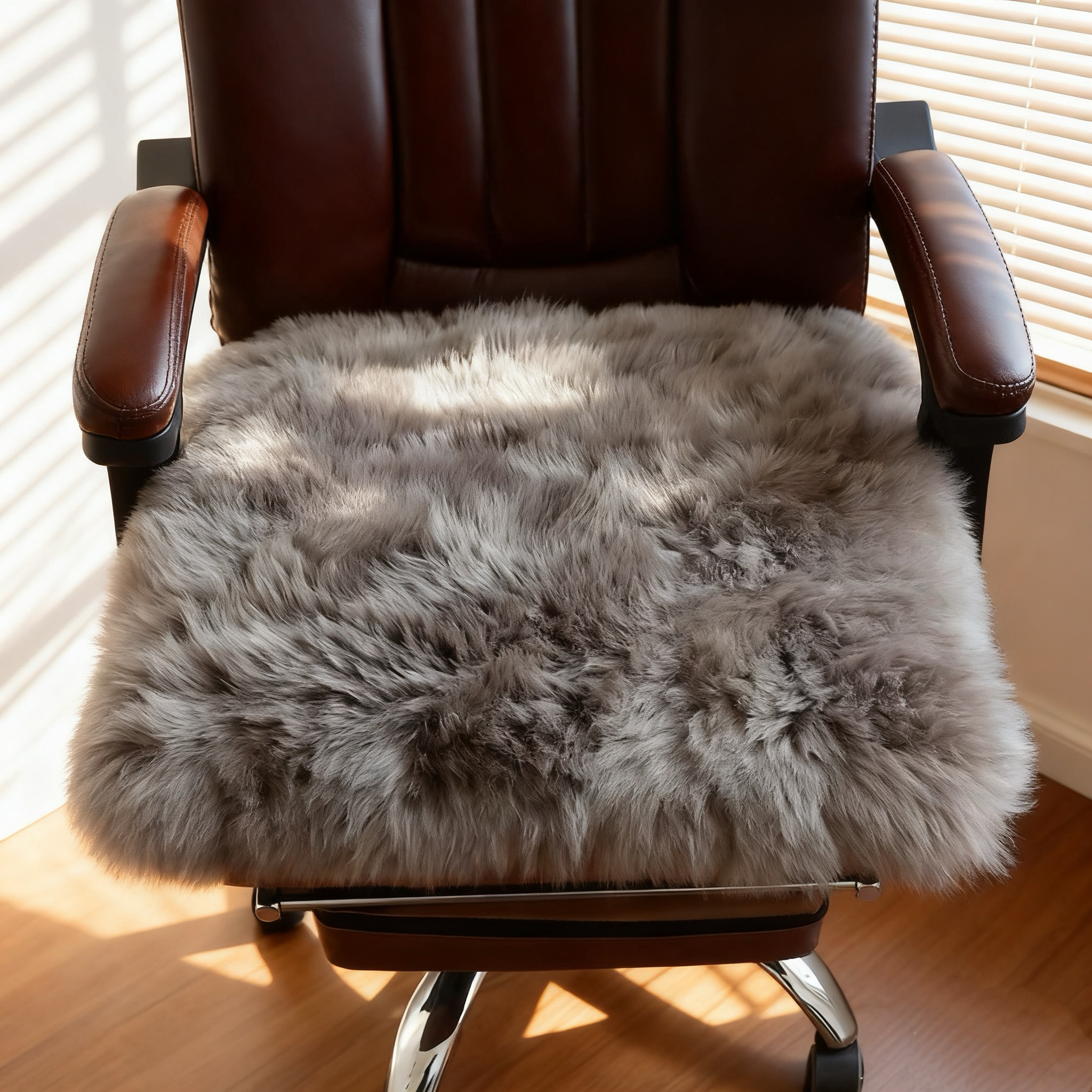 【皮毛一体汽车坐垫】纯羊毛沙发垫餐椅学生办公室椅垫汽车三件套