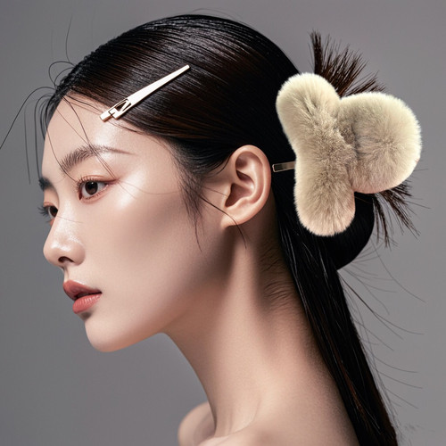 秋冬后脑勺网红抓夹毛毛高级感