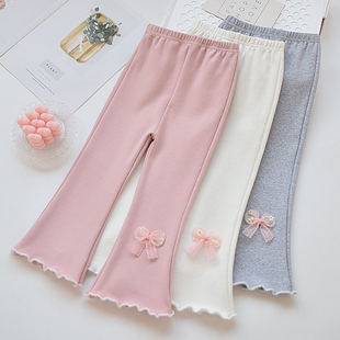 女宝宝长裤春秋季外穿儿童打底裤韩版女童喇叭裤薄款洋气婴儿裤子