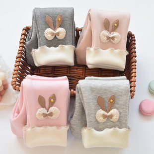 女童打底裤秋冬款外穿婴儿秋装女宝宝加绒加厚儿童裤子一体绒长裤