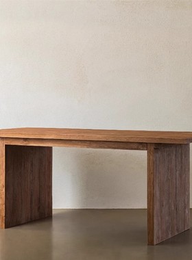 复古侘寂风做旧原木大板桌实木餐桌家用餐厅吃饭桌会议桌子