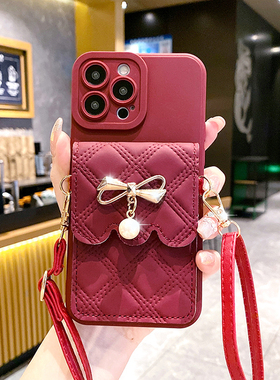 新年红色零钱包手机壳适用红米Note15Pro斜挎包包Redminote15pro+背带挂绳k80/k90新款note13R/k70软壳note14