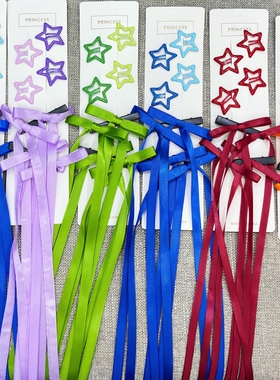 演唱会蓝色编发丝带绑发紫色橙色麻花辫蝴蝶结发夹绿色音乐节发饰