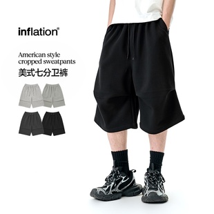 inflation美式七分卫裤2025春夏新品潮牌街头阔腿休闲裤宽松短裤