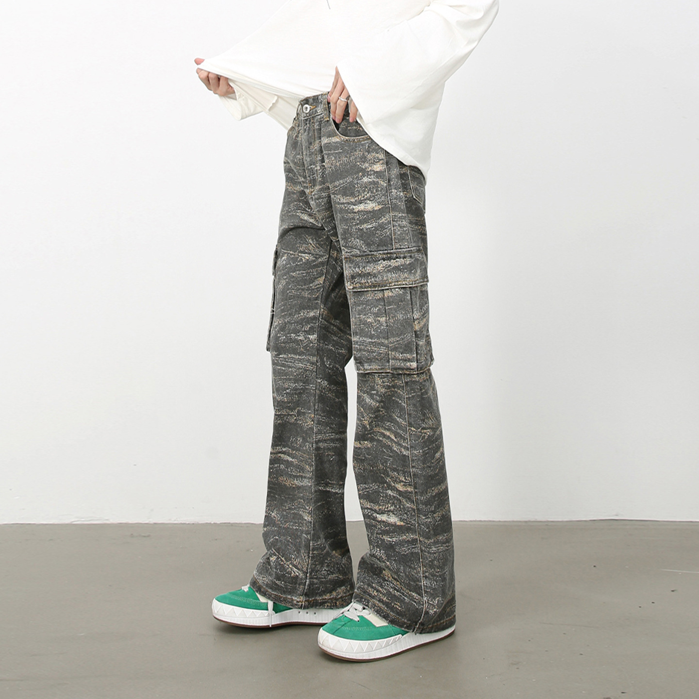 inflation 美式高街迷彩工装牛仔裤25秋季新品做旧大口袋休闲