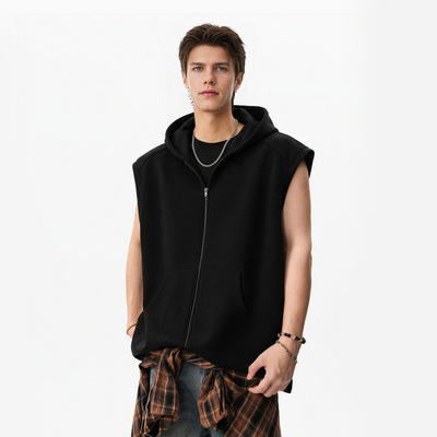 inflation 美式双头拉链卫衣马甲25秋季新品420G重磅连帽背心外套