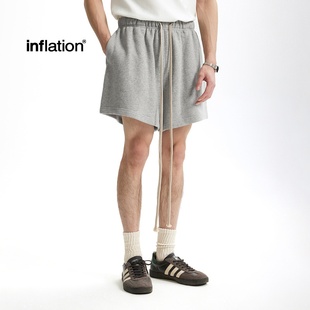 inflation 美式高街休闲短裤夏季直筒宽松运动五分裤纯色男生中裤
