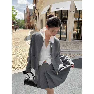 NEINE内赫可拆卸荷叶边领薄款双面呢短外套女秋冬高级感J257187