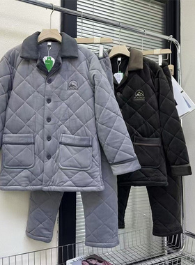 专柜同款佰伦世家睡衣男士冬季新款澳毛绒夹棉传统家居服24J31098