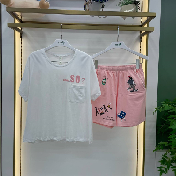 专柜同款随棉睡衣女士夏季新款冰瓷棉卡通印花时尚家居服DG15055