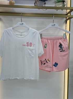 专柜同款随棉睡衣女士夏季新款冰瓷棉卡通印花时尚家居服DA15055