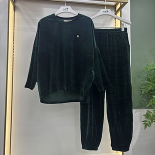 孤品特价 斯服玛秋季金丝绒蝙蝠袖束脚女士家居服睡衣套装8A1009
