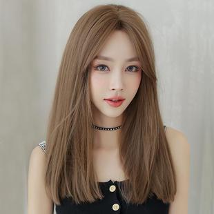 时尚 厂家韩版 中分刘海假发女长发自然修颜锁骨直发假发头套