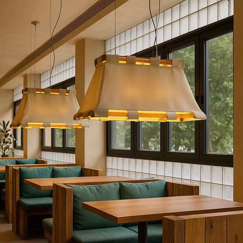 餐厅火锅店民宿吊灯日式山野侘寂风艺术吧台设计师原木布艺装饰灯