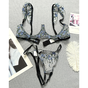 性感内衣套装 情调胸罩有钢圈镂空胸托聚拢文胸三点式 梦幻妖姬