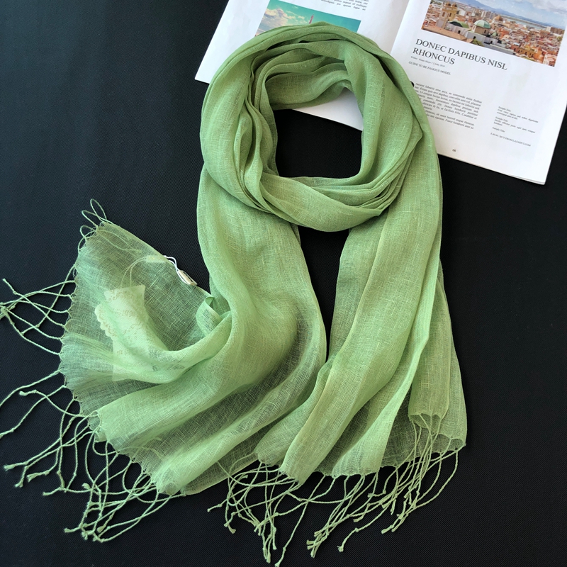 春秋季牛油果抹茶绿草文艺围巾