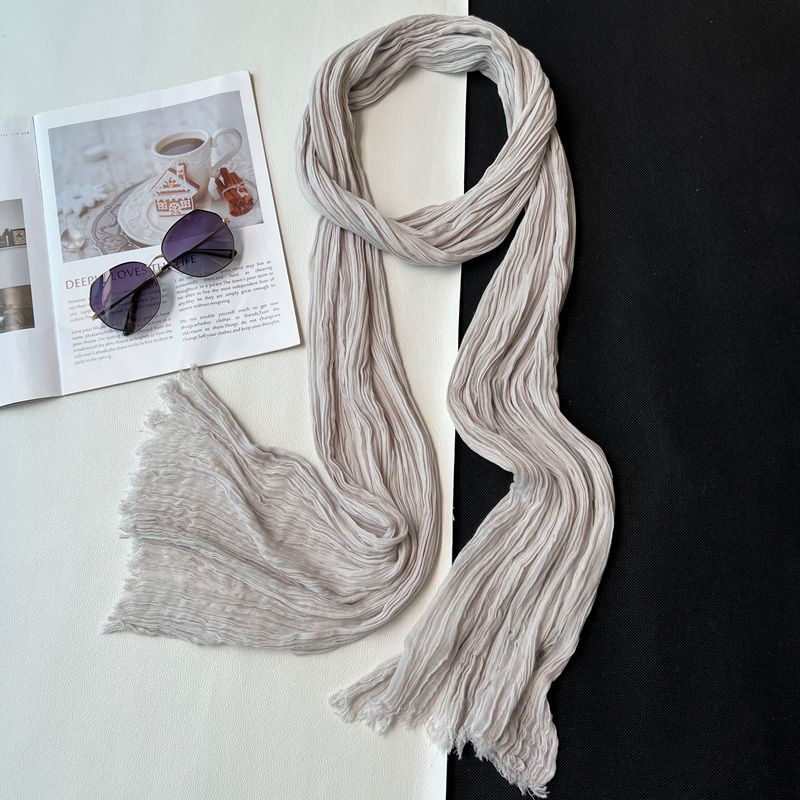 春秋夏季褶皱韩版女文艺围巾丝巾