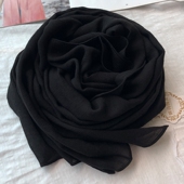 黑色棉麻围巾女薄款 披肩两用亚麻丝巾 纯色文艺百搭长款 春秋季 韩版