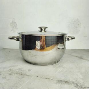 捡漏 304不锈钢汤锅家用煲汤煮饭锅加厚复底蒸锅加深炖煮锅24cm