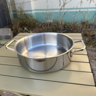 出口304不锈钢双耳煎锅平底锅牛排煎蛋烙饼小火锅物理不粘锅24cm