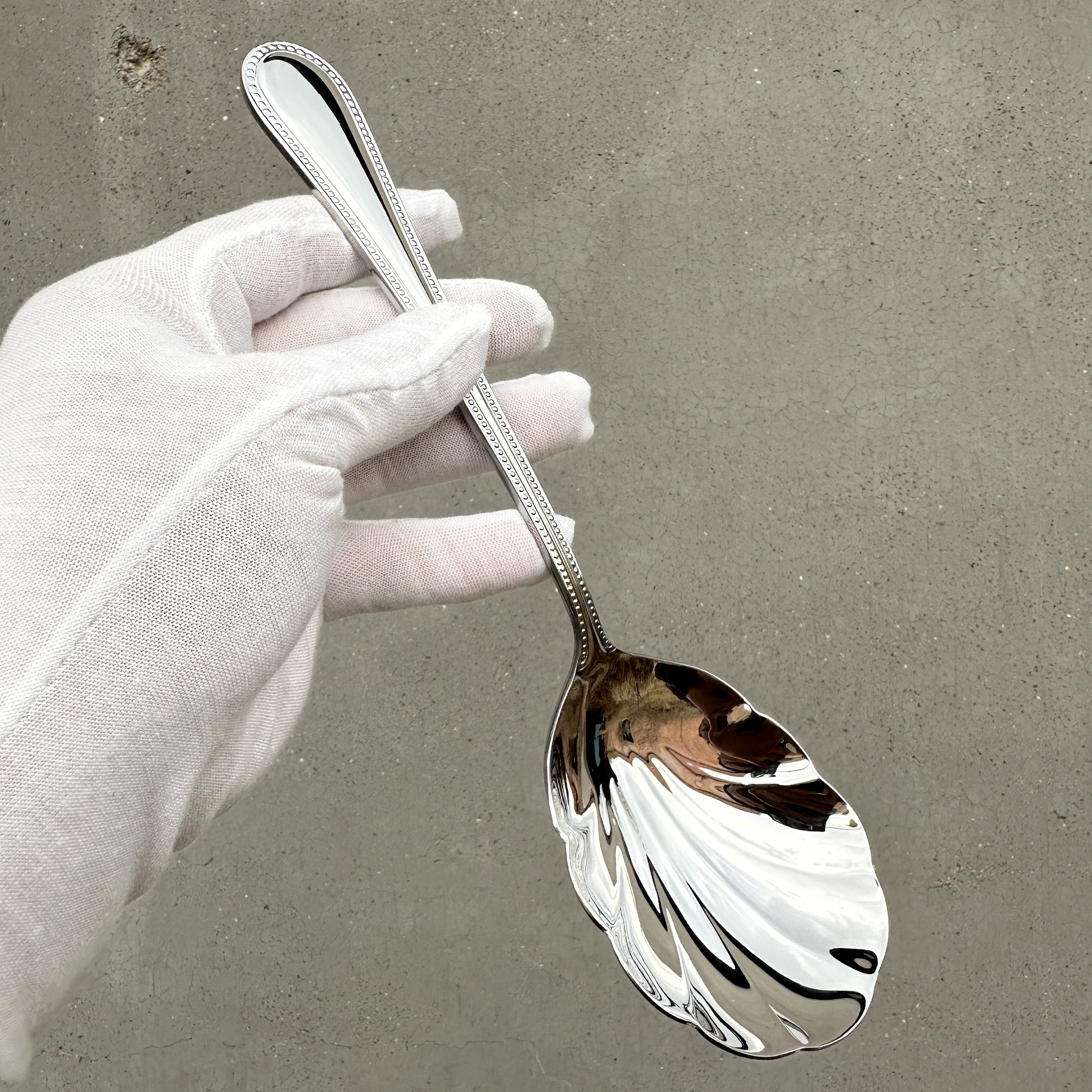 【美式大贝壳】Reed 18-10不锈钢珠边分餐勺搅拌勺公用服务调羹