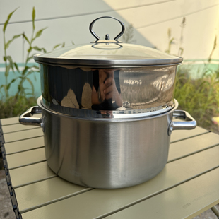 出口单18-10不锈钢24cm汤锅三层钢一体成型蒸锅炖锅加高深汤桶