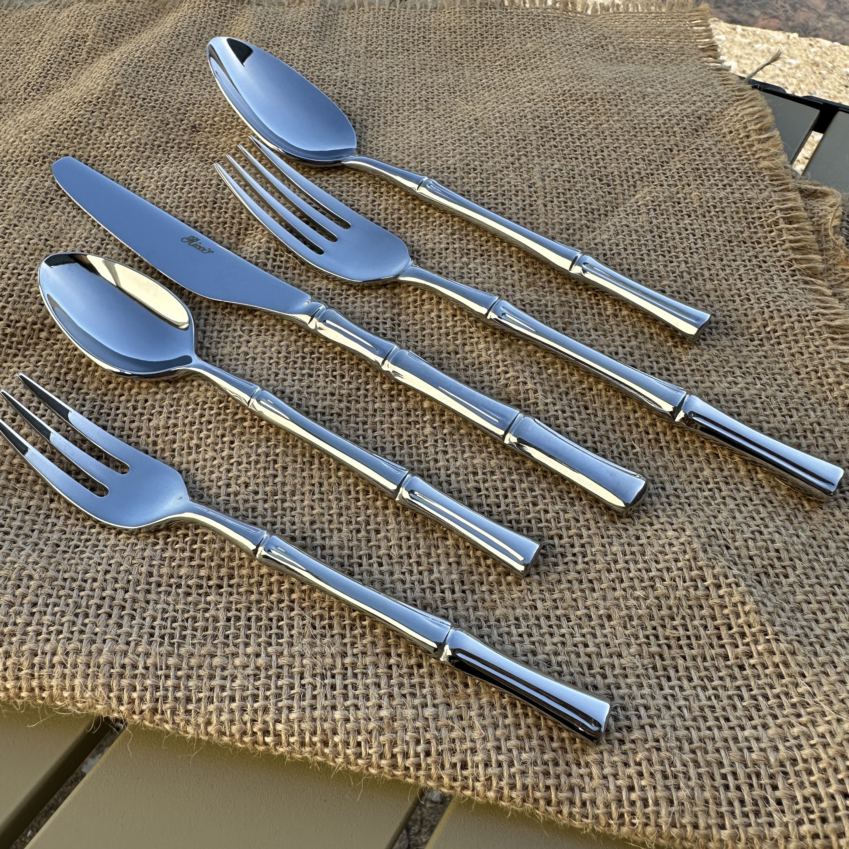 【节节高系列】ricci 18-10不锈钢竹节牛排刀叉勺甜品勺水果叉子