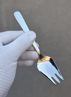 RPI 304不锈钢西餐具水果叉甜品甜点小勺子蛋糕小叉子短柄勺形叉