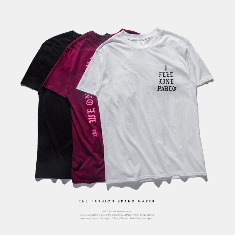 KANYE west经典城市情侣I FEEL LIKE PABLO男女黑白宽松短袖T恤潮