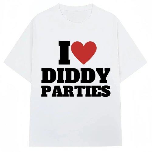 I Love Diddy Party字母印花T恤新颖创意时尚男女短袖大码圆领Tee