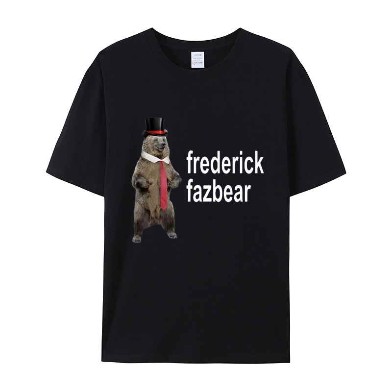 弗雷德里克Fazbear花哨的熊印花圆领T恤男女即可宽松百搭短袖