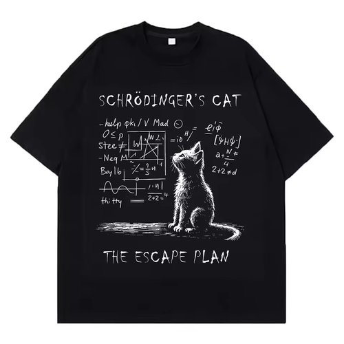 Schrodinger Cat Physics夏季美式潮牌趣味搞笑纯棉短袖T恤男上衣