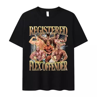 Registered Flex Offender T-shirt欧美健美图案印花短袖T恤男女