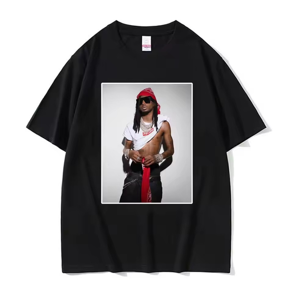 Playboi Carti Tee卡蒂人物照片印花短袖纯棉T恤打底衫男女情侣款图片
