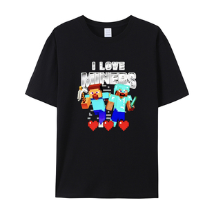 世界游戏周边圆领T恤男女即可宽松百搭短袖 miners我爱我 love