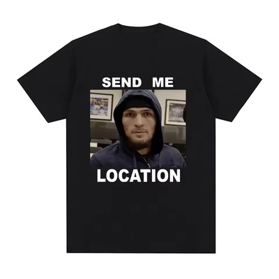 Send Me Location 图案T恤时尚原宿短袖嘻哈复古纯棉上衣男女皆宜