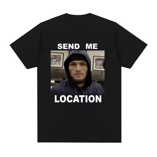 Send Me Location 图案T恤时尚原宿短袖嘻哈复古纯棉上衣男女皆宜