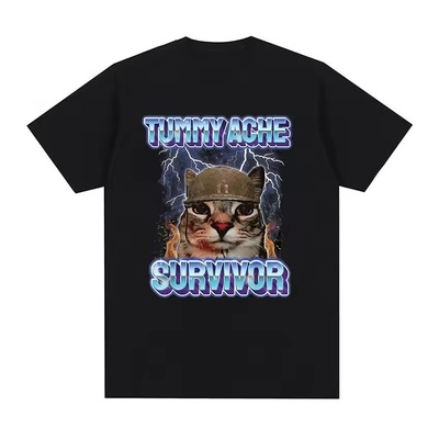 Tummy Ache Survivor夏季休闲纯棉时尚圆领大码短袖T恤男女情侣款